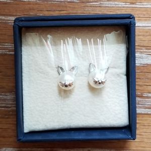 Meow Star Cute Kitty Cat Faux Pearl Studs